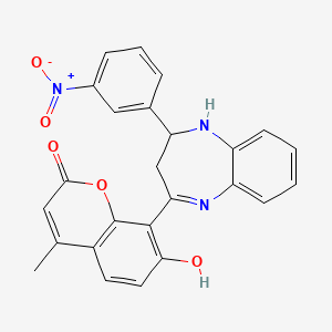 7-hydroxy-8-(2-{3-nitrophenyl}-2,3-dihydro-1H-1,5-benzodiazepin-4-yl)-4-methyl-2H-chromen-2-one