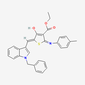 molecular formula C30H26N2O3S B1191349 ethyl 5-[(1-benzyl-1H-indol-3-yl)methylene]-4-oxo-2-(4-toluidino)-4,5-dihydro-3-thiophenecarboxylate 