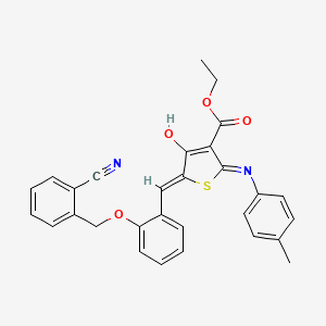 molecular formula C29H24N2O4S B1191354 Ethyl 5-{2-[(2-cyanobenzyl)oxy]benzylidene}-4-oxo-2-(4-toluidino)-4,5-dihydro-3-thiophenecarboxylate 