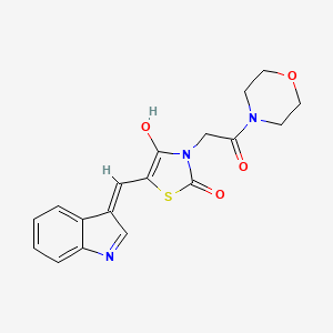molecular formula C18H17N3O4S B1191368 5-(1H-indol-3-ylmethylene)-3-[2-(4-morpholinyl)-2-oxoethyl]-1,3-thiazolidine-2,4-dione 
