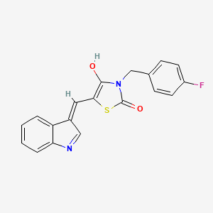 molecular formula C19H13FN2O2S B1191370 3-(4-fluorobenzyl)-5-(1H-indol-3-ylmethylene)-1,3-thiazolidine-2,4-dione 