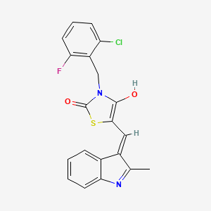 molecular formula C20H14ClFN2O2S B1191371 3-(2-chloro-6-fluorobenzyl)-5-[(2-methyl-1H-indol-3-yl)methylene]-1,3-thiazolidine-2,4-dione 