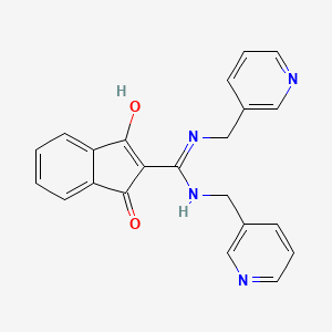 molecular formula C22H18N4O2 B1191385 2-{bis[(3-pyridinylmethyl)amino]methylene}-1H-indene-1,3(2H)-dione 