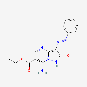 molecular formula C15H14N6O3 B1191386 Ethyl 7-amino-2-oxo-3-(phenyldiazenyl)-1,2-dihydropyrazolo[1,5-a]pyrimidine-6-carboxylate 