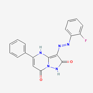 3-[(2-fluorophenyl)diazenyl]-5-phenylpyrazolo[1,5-a]pyrimidine-2,7(1H,4H)-dione