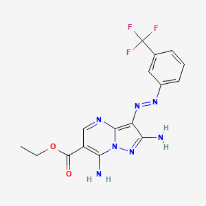 Ethyl 2,7-diamino-3-{[3-(trifluoromethyl)phenyl]diazenyl}pyrazolo[1,5-a]pyrimidine-6-carboxylate
