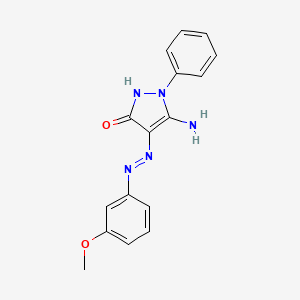 molecular formula C16H15N5O2 B1191395 5-amino-4-[(3-methoxyphenyl)diazenyl]-1-phenyl-1,2-dihydro-3H-pyrazol-3-one 