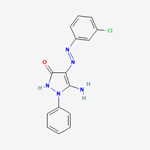 molecular formula C15H12ClN5O B1191396 5-amino-4-[(3-chlorophenyl)diazenyl]-1-phenyl-1,2-dihydro-3H-pyrazol-3-one 
