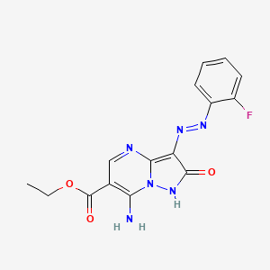 Ethyl 7-amino-3-[(2-fluorophenyl)diazenyl]-2-oxo-1,2-dihydropyrazolo[1,5-a]pyrimidine-6-carboxylate