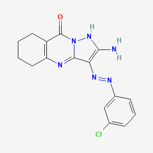 2-amino-3-[(3-chlorophenyl)diazenyl]-5,6,7,8-tetrahydropyrazolo[5,1-b]quinazolin-9(4H)-one