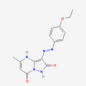 molecular formula C15H15N5O3 B1191432 3-[(4-ethoxyphenyl)diazenyl]-5-methylpyrazolo[1,5-a]pyrimidine-2,7(1H,4H)-dione 