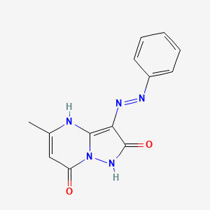 molecular formula C13H11N5O2 B1191434 5-methyl-3-(phenyldiazenyl)pyrazolo[1,5-a]pyrimidine-2,7(1H,4H)-dione 