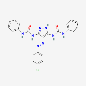 molecular formula C23H19ClN8O2 B1191438 N-{3-[(anilinocarbonyl)amino]-4-[(4-chlorophenyl)diazenyl]-1H-pyrazol-5-yl}-N'-phenylurea 