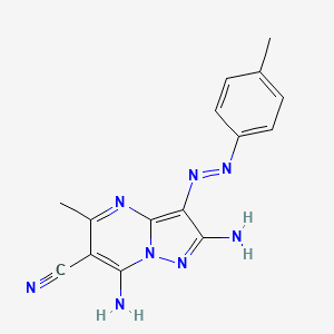 molecular formula C15H14N8 B1191443 2,7-Diamino-5-methyl-3-[(4-methylphenyl)diazenyl]pyrazolo[1,5-a]pyrimidine-6-carbonitrile 
