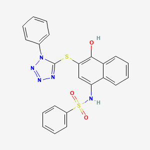 molecular formula C23H17N5O3S2 B1191457 N-{4-hydroxy-3-[(1-phenyl-1H-tetrazol-5-yl)sulfanyl]naphthalen-1-yl}benzenesulfonamide 