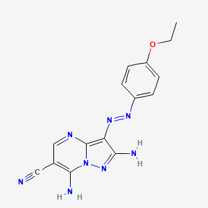 molecular formula C15H14N8O B1191467 2,7-Diamino-3-[(4-ethoxyphenyl)diazenyl]pyrazolo[1,5-a]pyrimidine-6-carbonitrile 