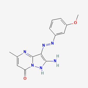 2-amino-3-[(3-methoxyphenyl)diazenyl]-5-methylpyrazolo[1,5-a]pyrimidin-7(4H)-one