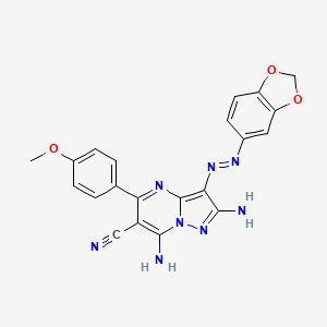 2,7-Diamino-3-(1,3-benzodioxol-5-yldiazenyl)-5-(4-methoxyphenyl)pyrazolo[1,5-a]pyrimidine-6-carbonitrile