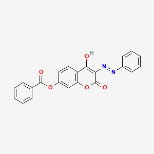 molecular formula C22H14N2O5 B1191517 4-hydroxy-2-oxo-3-(phenyldiazenyl)-2H-chromen-7-yl benzoate 