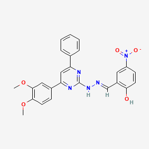 2-Hydroxy-5-nitrobenzaldehyde [4-(3,4-dimethoxyphenyl)-6-phenyl-2-pyrimidinyl]hydrazone