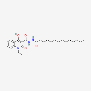molecular formula C26H39N3O4 B1191523 1-ethyl-4-hydroxy-2-oxo-N'-tetradecanoyl-1,2-dihydroquinoline-3-carbohydrazide 