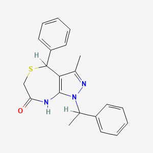 3-methyl-4-phenyl-1-(1-phenylethyl)-4,8-dihydro-1H-pyrazolo[3,4-e][1,4]thiazepin-7(6H)-one