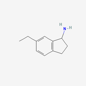 molecular formula C11H15N B11917577 6-Ethyl-2,3-dihydro-1H-inden-1-amine 