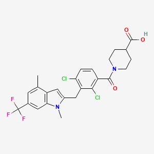 1-[2,4-dichloro-3-[[1,4-dimethyl-6-(trifluoromethyl)indol-2-yl]methyl]benzoyl]piperidine-4-carboxylic acid