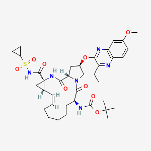 tert-butyl N-[(1S,4R,6S,7Z,14S,18R)-4-(cyclopropylsulfonylcarbamoyl)-18-(3-ethyl-7-methoxyquinoxalin-2-yl)oxy-2,15-dioxo-3,16-diazatricyclo[14.3.0.04,6]nonadec-7-en-14-yl]carbamate