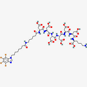 molecular formula C51H69Br4N11O22 B1192139 (2S)-6-氨基-2-[[(2S)-3-羧基-2-[[(2S)-3-羧基-2-[[(2S)-3-羧基-2-[[(2S)-3-羧基-2-[[(2S)-3-羧基-2-[[(2R)-3-羧基-2-[6-[8-(4,5,6,7-四溴苯并咪唑-1-基)辛酰氨基]己酰氨基]丙酰氨基]丙酰氨基]丙酰氨基]丙酰氨基]丙酰氨基]丙酰氨基]己酸 