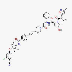 (2S,4R)-N-[(1S)-3-[4-[2-[4-[[3-(3-chloro-4-cyanophenoxy)-2,2,4,4-tetramethylcyclobutyl]carbamoyl]phenyl]ethynyl]piperidin-1-yl]-3-oxo-1-phenylpropyl]-4-hydroxy-1-[(2R)-3-methyl-2-(3-methyl-1,2-oxazol-5-yl)butanoyl]pyrrolidine-2-carboxamide