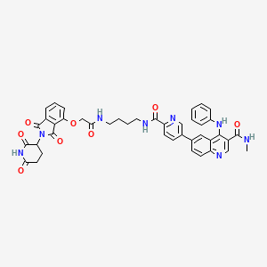 4-anilino-6-[6-[4-[[2-[2-(2,6-dioxopiperidin-3-yl)-1,3-dioxoisoindol-4-yl]oxyacetyl]amino]butylcarbamoyl]pyridin-3-yl]-N-methylquinoline-3-carboxamide