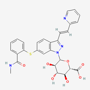 molecular formula C28H26N4O7S B1192216 Axitinib N-Glucuronide 