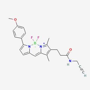 molecular formula C24H24BF2N3O2 B1192296 3-[2,2-difluoro-12-(4-methoxyphenyl)-4,6-dimethyl-1-aza-3-azonia-2-boranuidatricyclo[7.3.0.03,7]dodeca-3,5,7,9,11-pentaen-5-yl]-N-prop-2-ynylpropanamide 
