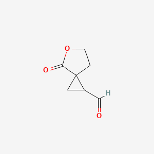 molecular formula C7H8O3 B11923066 4-Oxo-5-oxaspiro[2.4]heptane-1-carbaldehyde 