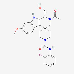 molecular formula C27H30FN3O4 B1192340 (1R)-2-乙酰基-N-(2-氟苯基)-1-(羟甲基)-7-甲氧基螺[3,9-二氢-1H-吡啶并[3,4-b]吲哚-4,4'-哌啶]-1'-甲酰胺 