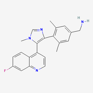 molecular formula C22H24Cl3FN4 B1192382 [4-[5-(7-氟烷基喹啉-4-基)-1-甲基-咪唑-4-基]-3,5-二甲基-苯基]甲胺 