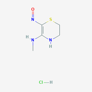 molecular formula C5H10ClN3OS B119240 5,6-Dihydro-3-(methylamino)-2H-1,4-thiazin-2-one Oxime Hydrochloride CAS No. 112233-23-5