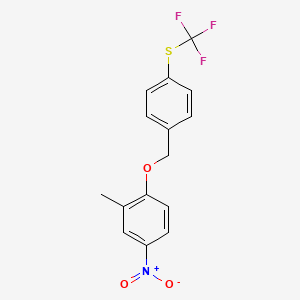 molecular formula C15H12F3NO3S B11924853 (4-((2-Methyl-4-nitrophenoxy)methyl)phenyl)(trifluoromethyl)sulfane 