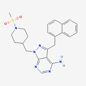 molecular formula C23H26N6O2S B1192496 1-((1-(甲磺酰)哌啶-4-基)甲基)-3-(萘-1-基甲基)-1H-吡唑并[3,4-d]嘧啶-4-胺 