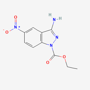 molecular formula C10H10N4O4 B11925196 Ethyl 3-amino-5-nitro-1H-indazole-1-carboxylate 