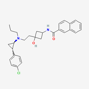 molecular formula C29H33ClN2O2 B1192521 N-[3-[2-[[(1R,2S)-2-(4-chlorophenyl)cyclopropyl]-propylamino]ethyl]-3-hydroxycyclobutyl]naphthalene-2-carboxamide 