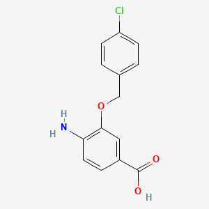 molecular formula C14H12ClNO3 B11925397 4-Amino-3-((4-chlorobenzyl)oxy)benzoic acid 