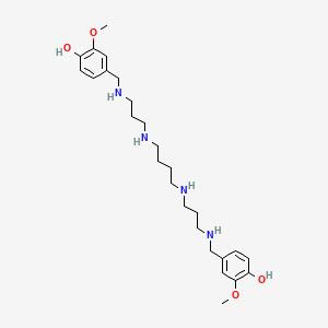 molecular formula C31H36N8 B1192559 4-[[3-[4-[3-[(4-羟基-3-甲氧基苯基)甲基氨基]丙氨基]丁氨基]丙氨基]甲基]-2-甲氧基苯酚 