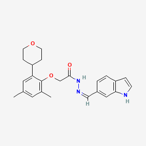 2-[2,4-dimethyl-6-(oxan-4-yl)phenoxy]-N-[(Z)-1H-indol-6-ylmethylideneamino]acetamide