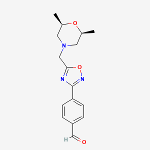 4-(5-{[(2R,6S)-2,6-dimethylmorpholin-4-yl]methyl}-1,2,4-oxadiazol-3-yl)benzaldehyde