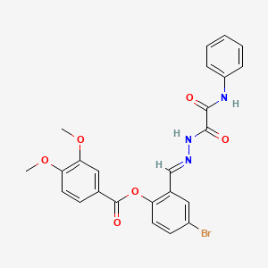 2-(2-(Anilino(oxo)acetyl)carbohydrazonoyl)-4-bromophenyl 3,4-dimethoxybenzoate