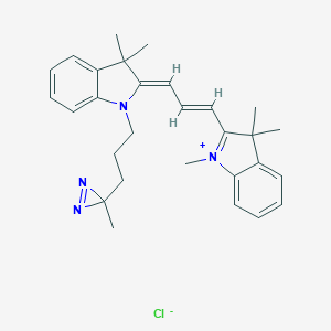 molecular formula C29H35ClN4 B119267 2-(3-(1,3-Dihydro-3,3-dimethyl-1-(3-(3-methyl-3H-diazirin-3-yl)propyl)-2H-indol-2-ylidene)-1-propenyl)-1,3,3-trimethyl-3H-indolium chloride CAS No. 154644-22-1