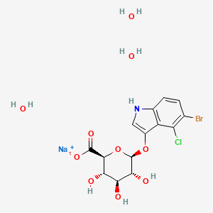 molecular formula C14H18BrClNNaO10 B11926862 5-Bromo-4-chloro-3-indolyl b-D-glucuronide sodium salt trihydrate 