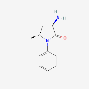 molecular formula C11H14N2O B11927222 (trans)-3-Amino-5-methyl-1-phenyl-2-pyrrolidinone CAS No. 4915-39-3